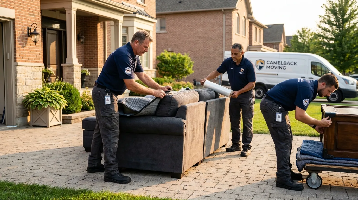 Large estate moving crew wrapping furniture in Bad Axe, MI
